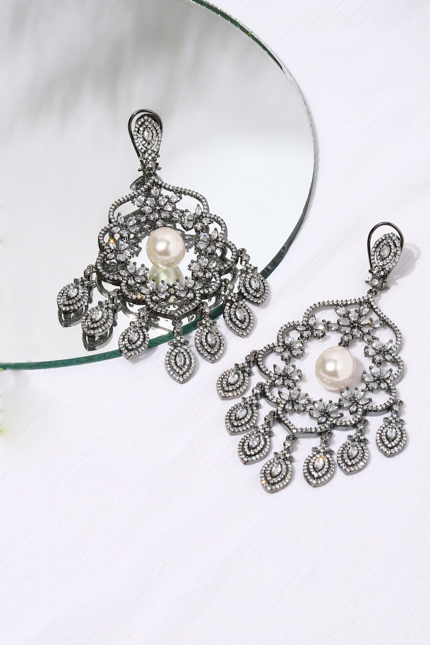 Floral Swirl Stone Studded Earrings 
