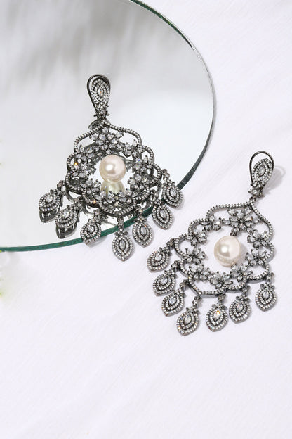 Floral Swirl Stone Studded Earrings 