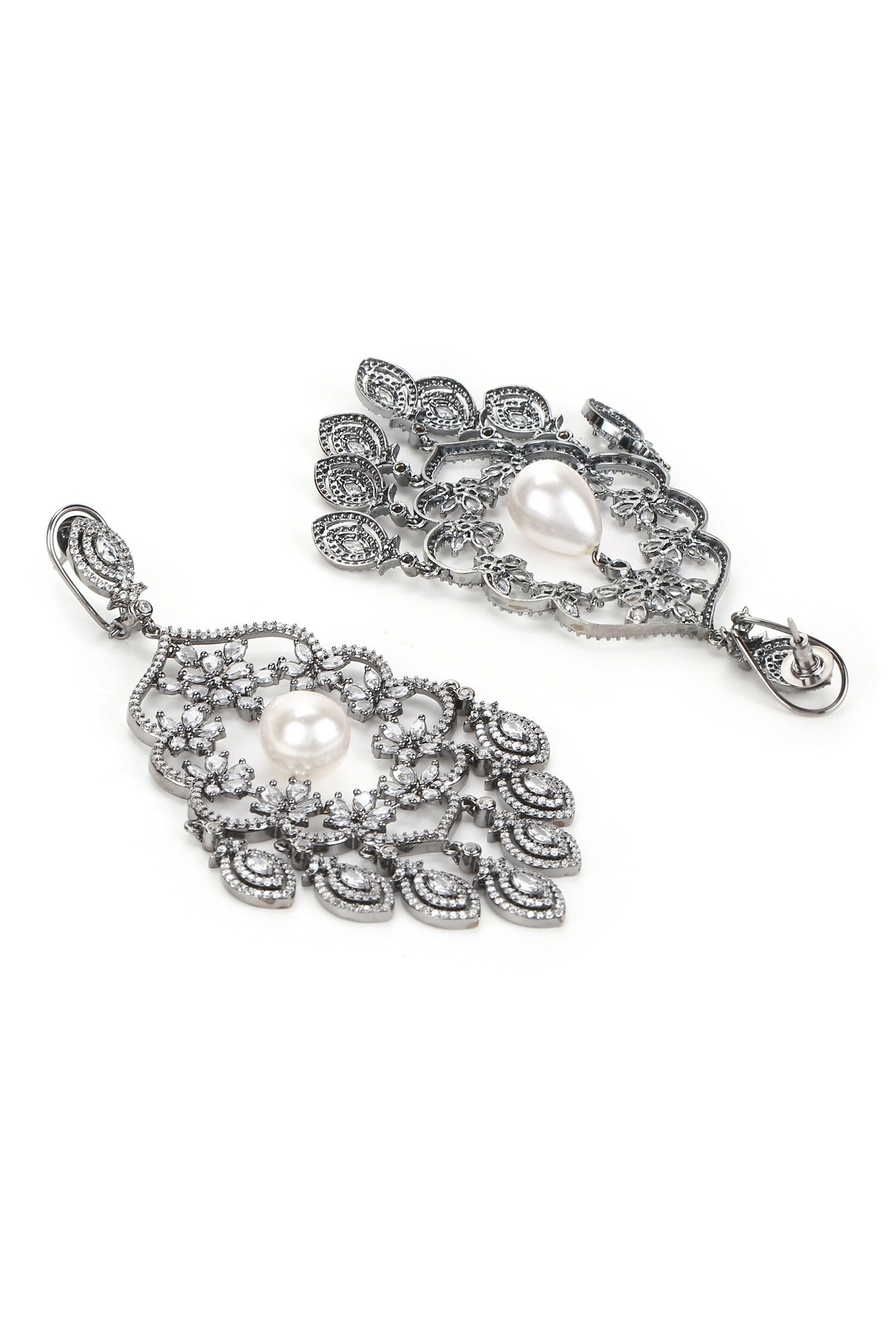 Floral Swirl Stone Studded Earrings 