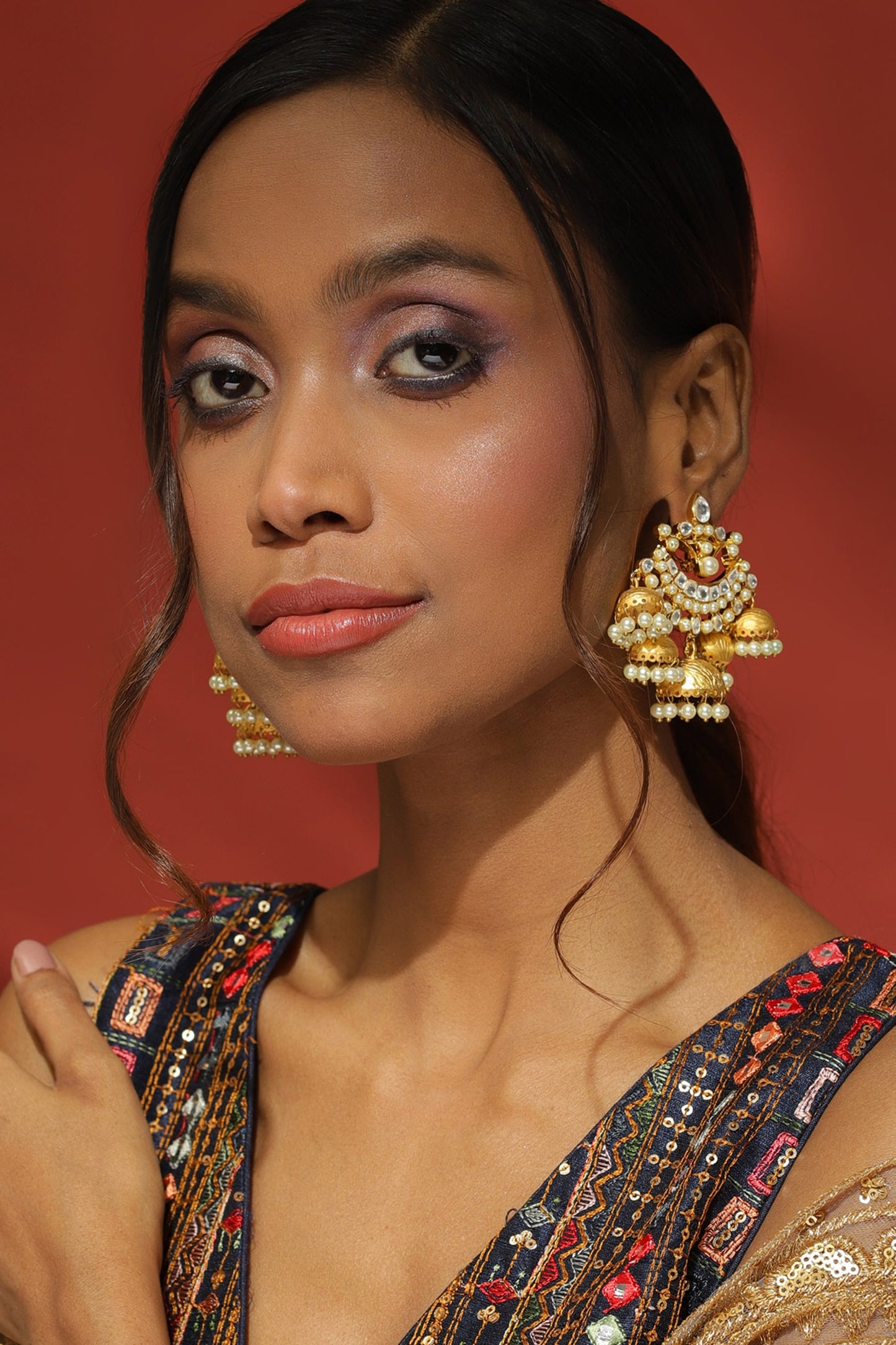 Floral Kundan Studded Earrings 