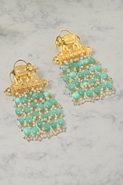 Elephant Bead Tassel Earrings 