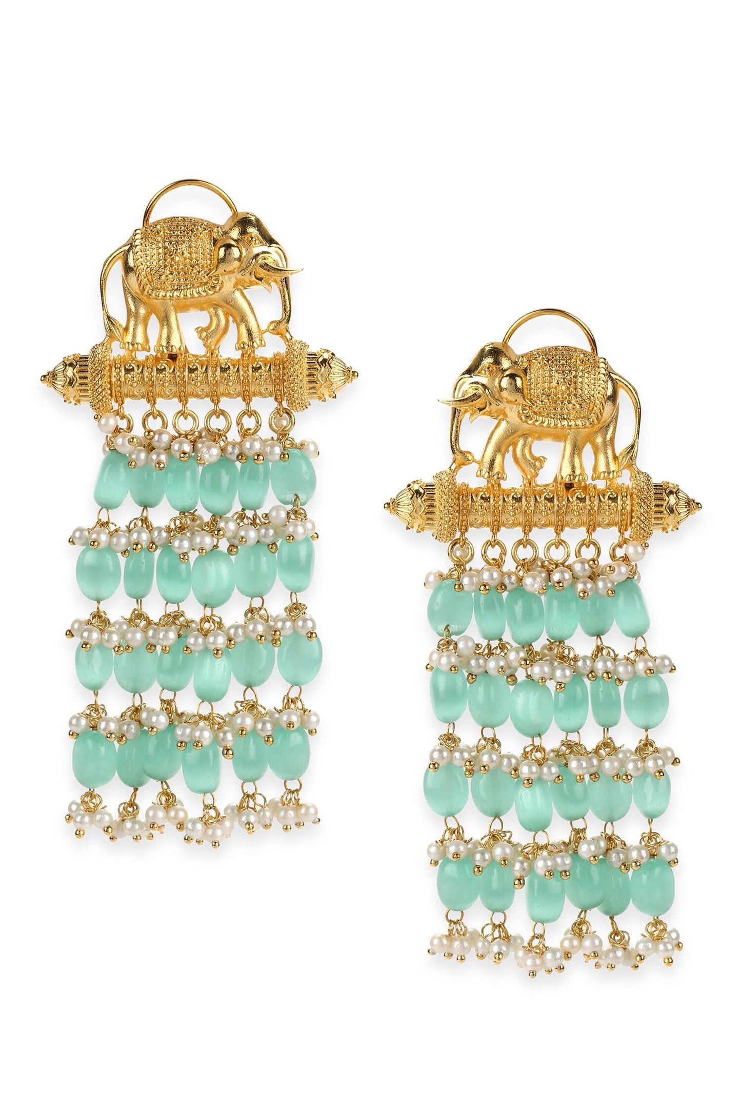 Elephant Bead Tassel Earrings 