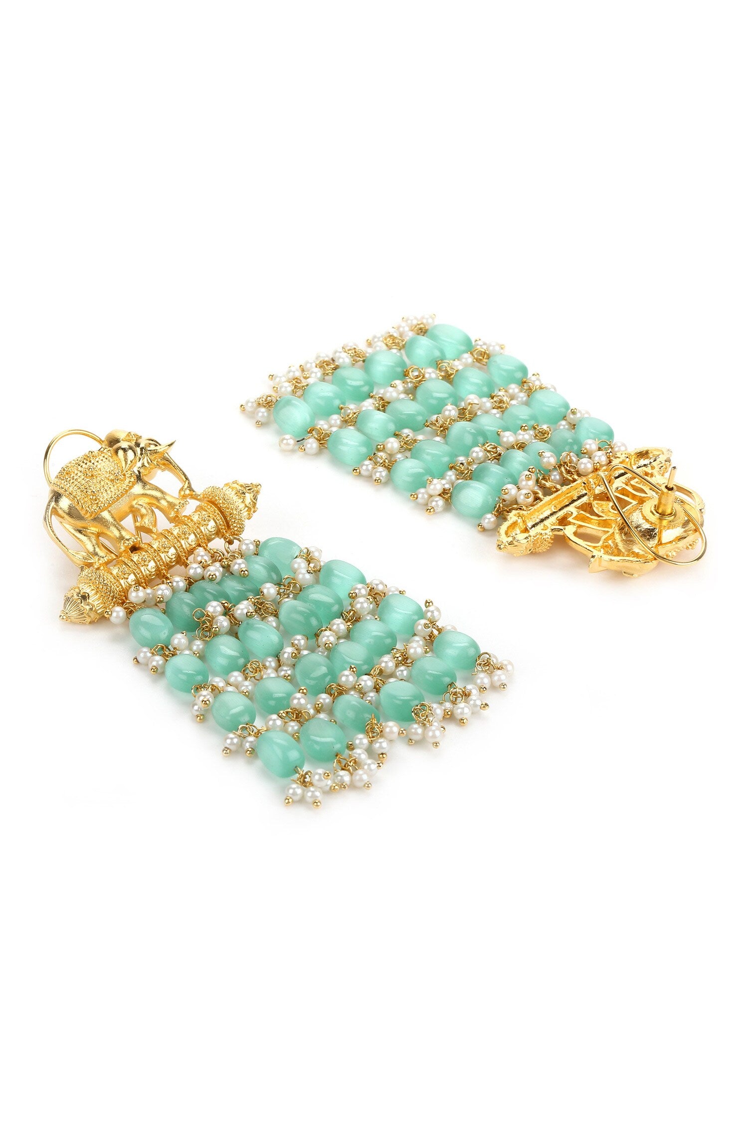 Elephant Bead Tassel Earrings 
