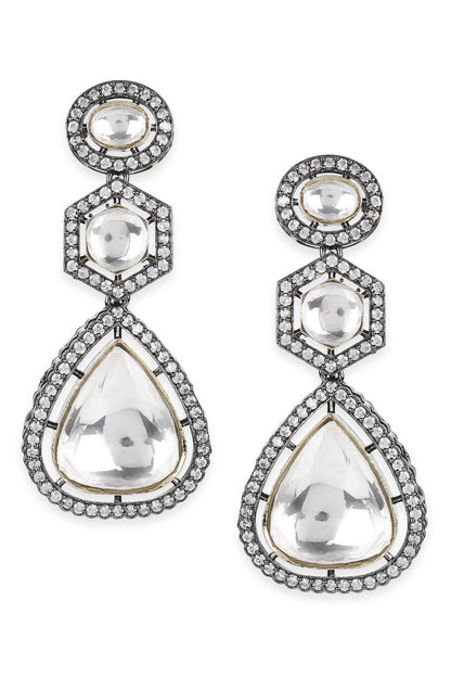 Kundan Studded Geometric Earrings 