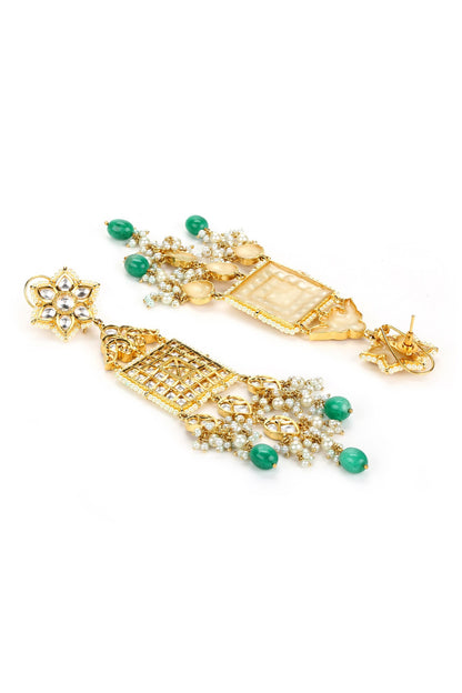 Kundan Studded Bead Tassel Earrings 