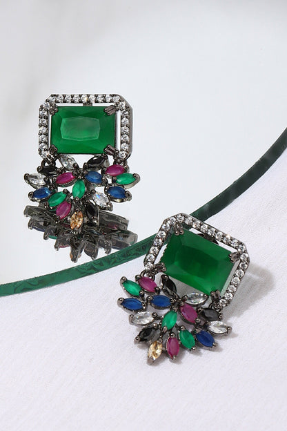 Stone Studded Floral Earrings 