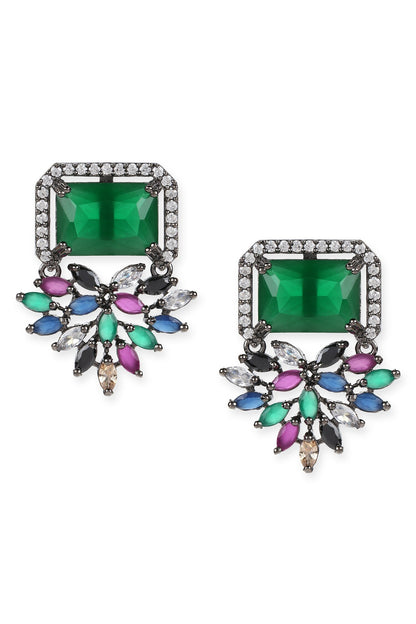 Stone Studded Floral Earrings 