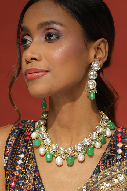 Clear Kundan Studded Choker Set 