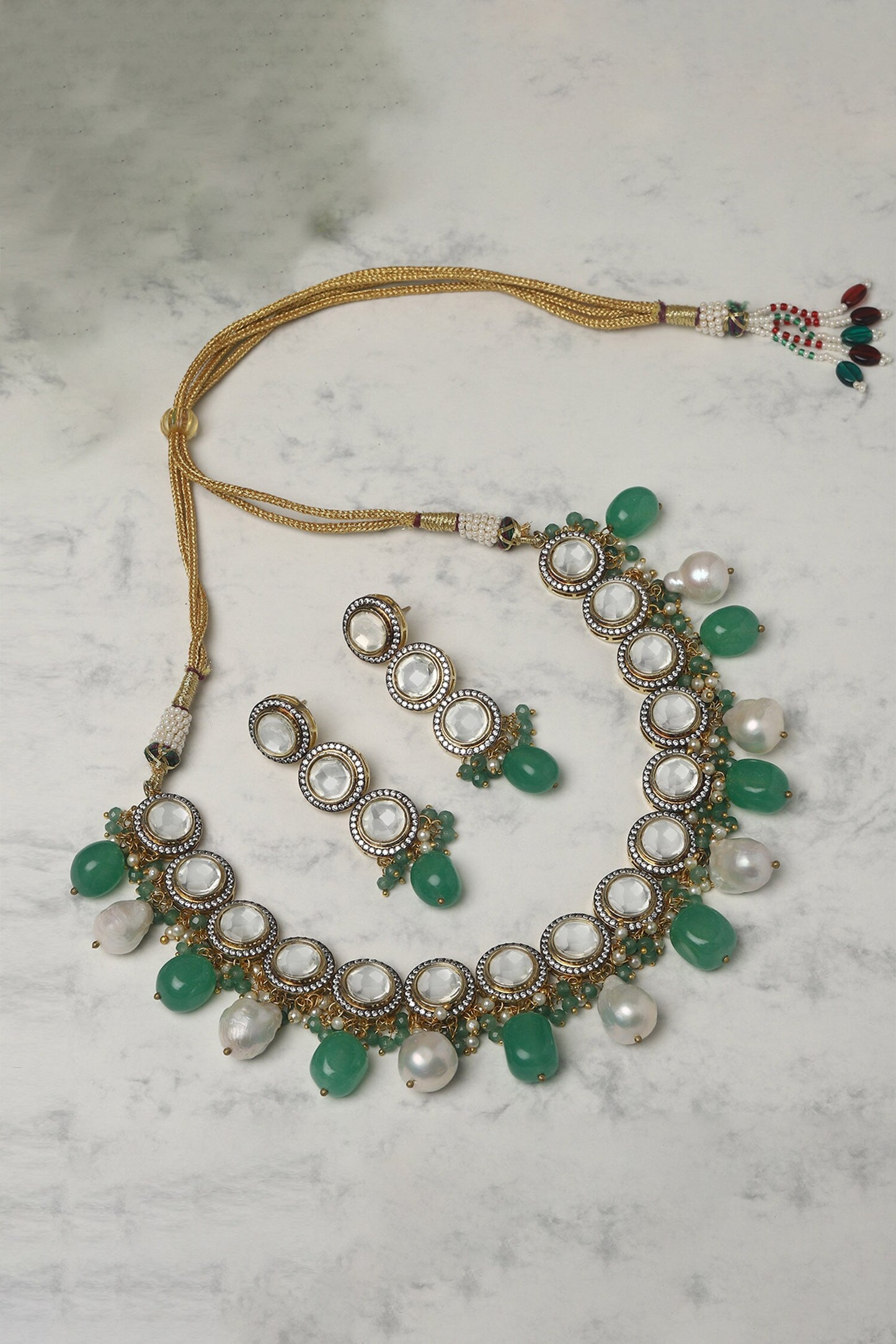 Clear Kundan Studded Choker Set 