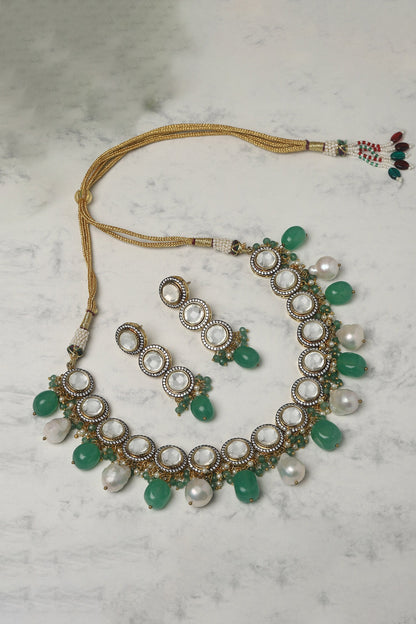 Clear Kundan Studded Choker Set 