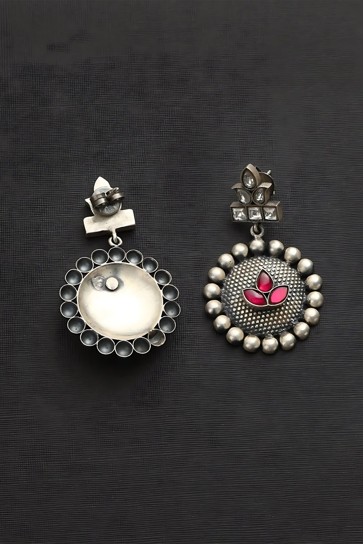 Kundan Studded Round Drop Earrings 