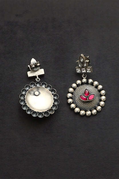 Kundan Studded Round Drop Earrings 