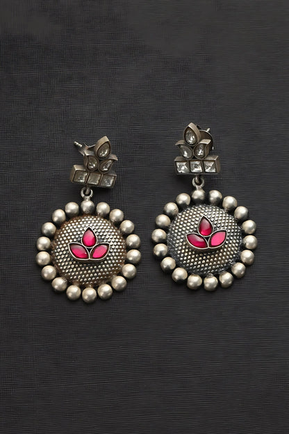 Kundan Studded Round Drop Earrings 