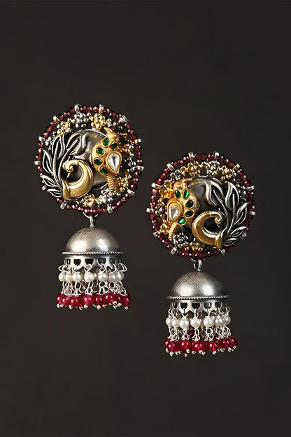 Bird Motif Carved Jhumkas 