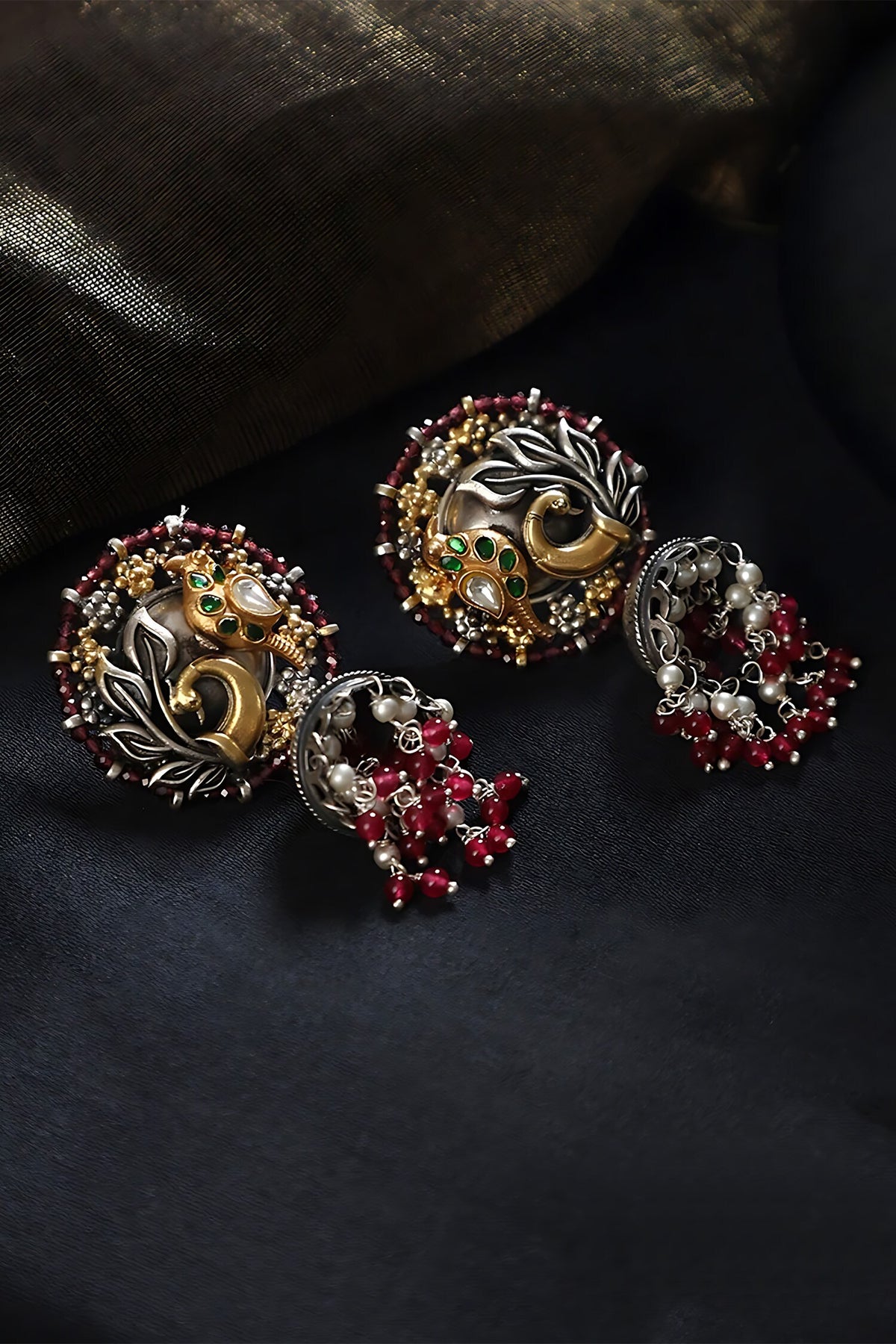 Bird Motif Carved Jhumkas 