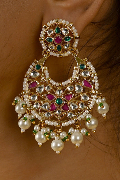 Kundan Embellished Cutwork Earrings 