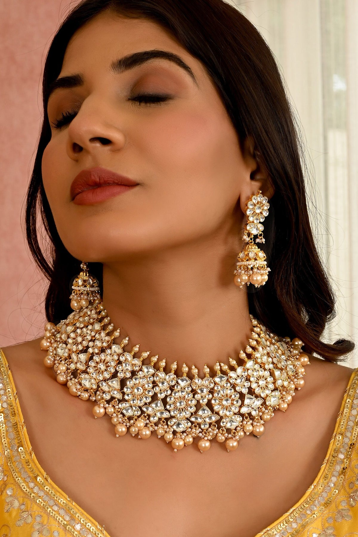 Kundan Embellished Necklace Set 