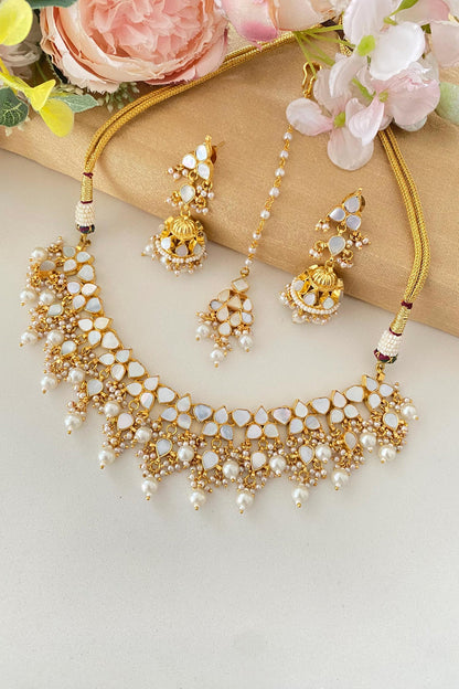 Mother Of Pearl Embellished Necklace Set 