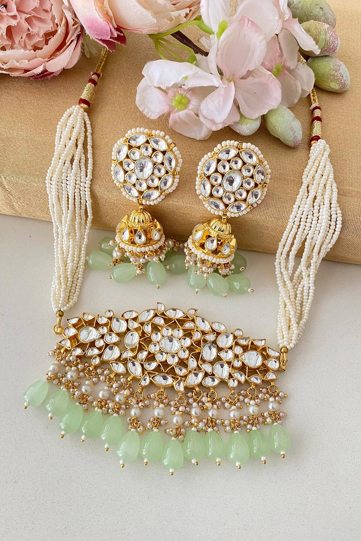 Kundan Embellished Pendant Choker Set 