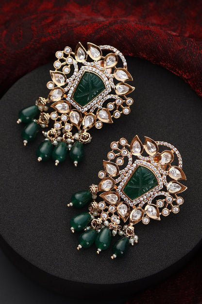 Foliage Polki Studded Earrings 