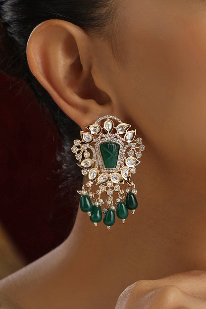Foliage Polki Studded Earrings 
