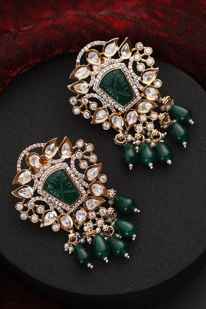 Foliage Polki Studded Earrings 