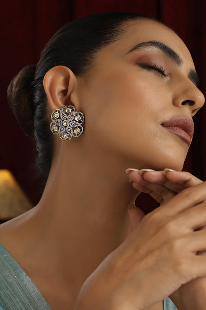 Floral Polki Studded Stud Earrings 