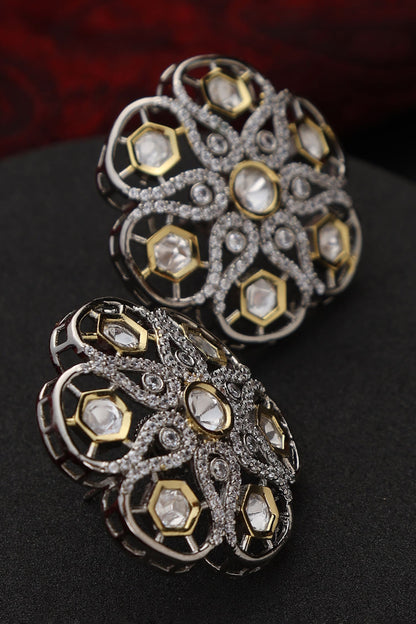 Floral Polki Studded Stud Earrings 