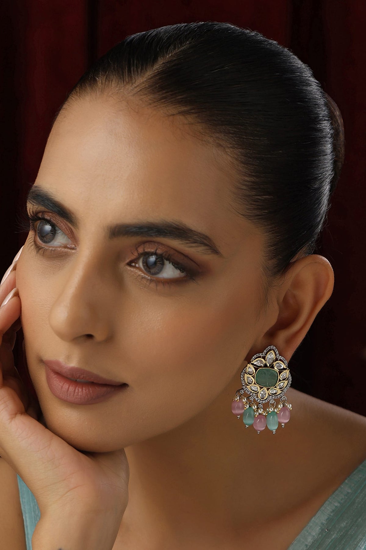 Polki Studded Blossom Earrings 