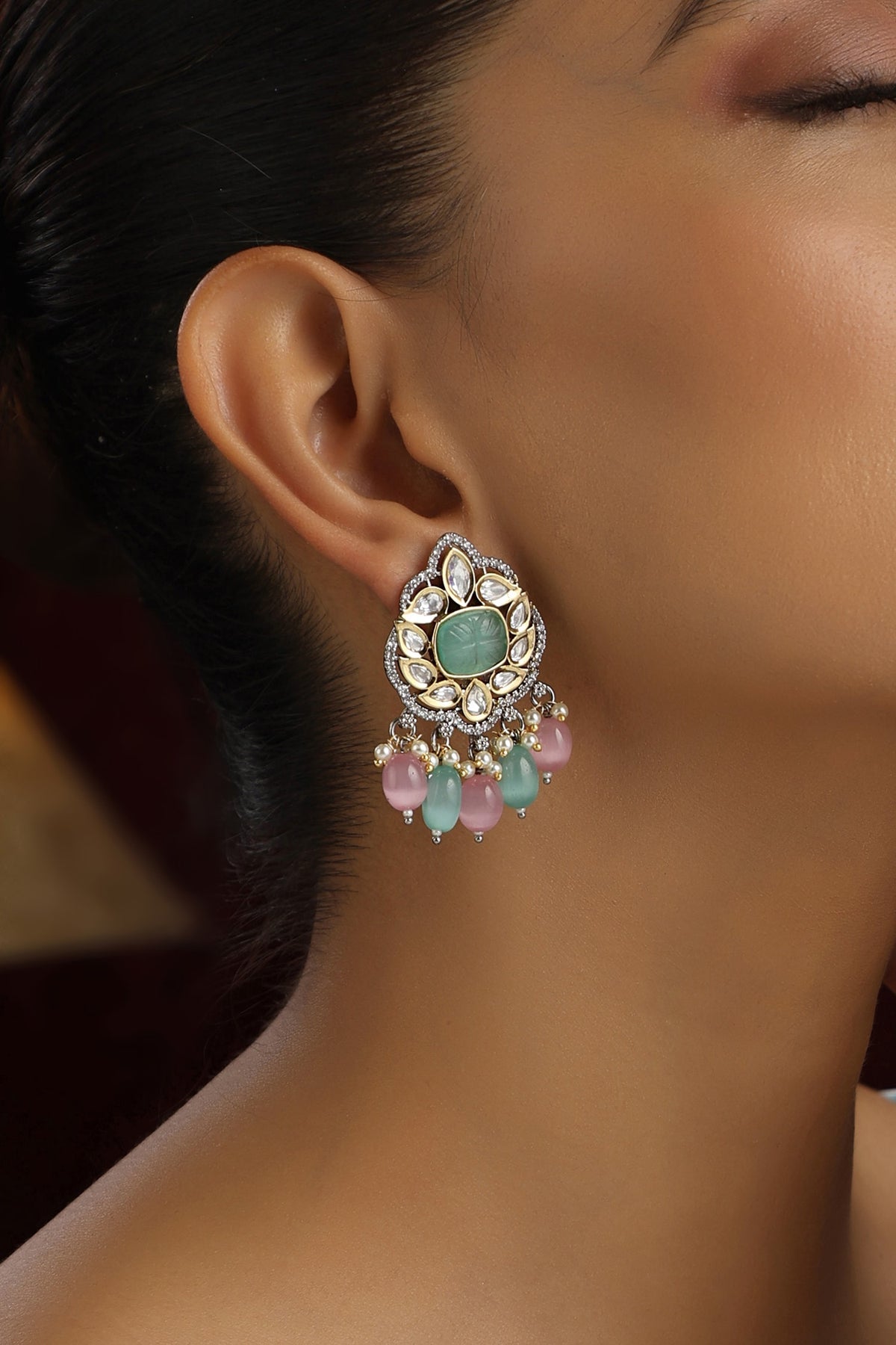Polki Studded Blossom Earrings 