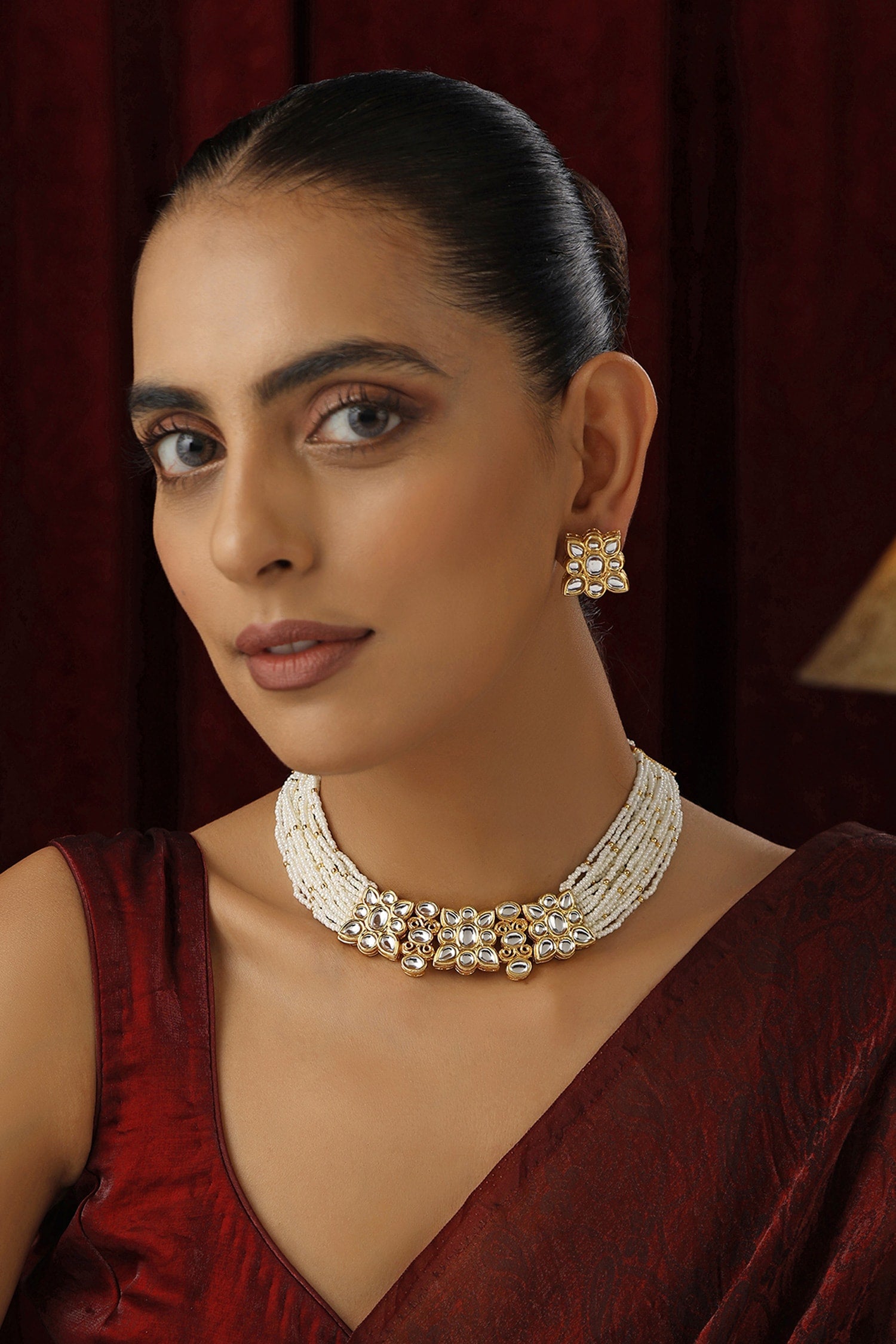 Stone Studded Kundan Bead Choker Set 