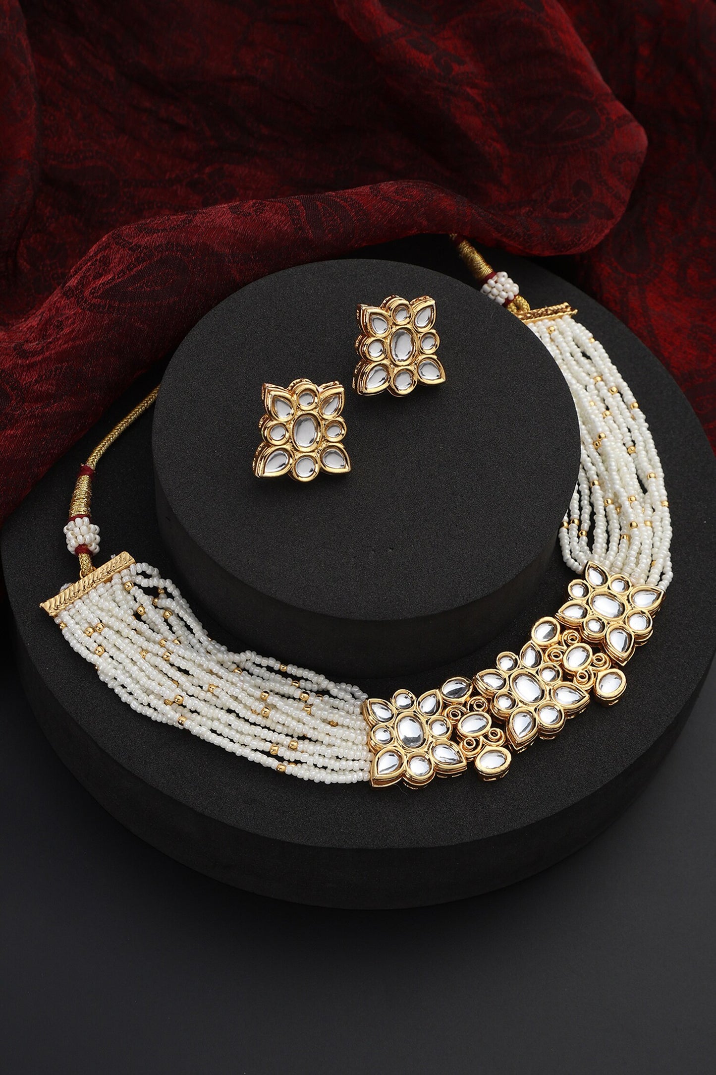 Stone Studded Kundan Bead Choker Set 