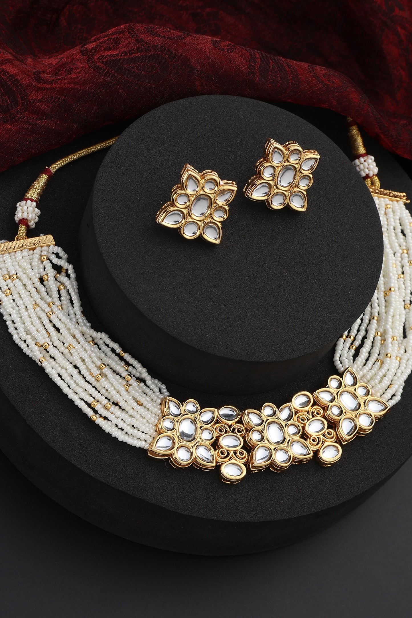 Stone Studded Kundan Bead Choker Set 
