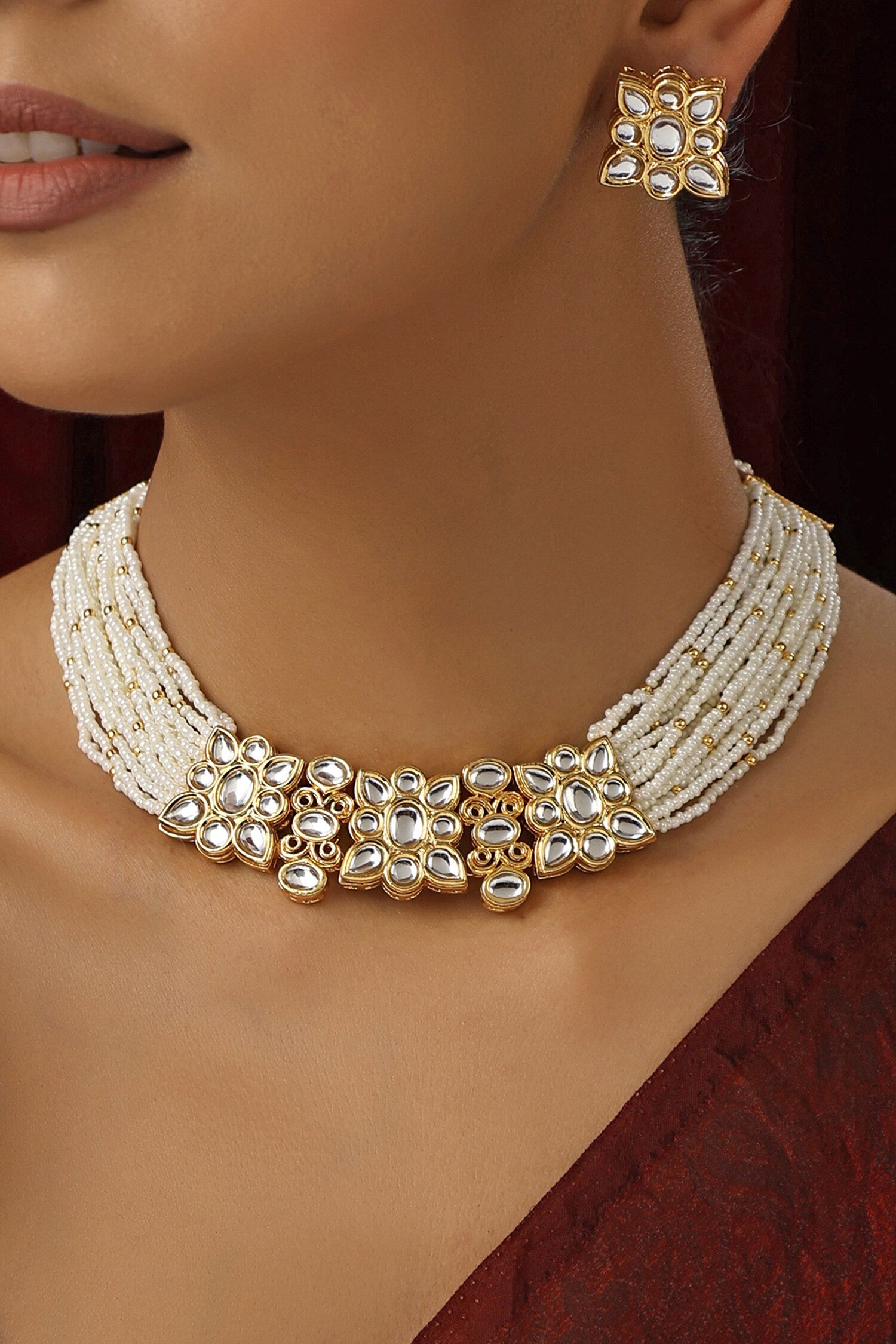 Stone Studded Kundan Bead Choker Set 