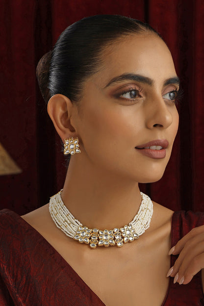 Stone Studded Kundan Bead Choker Set 