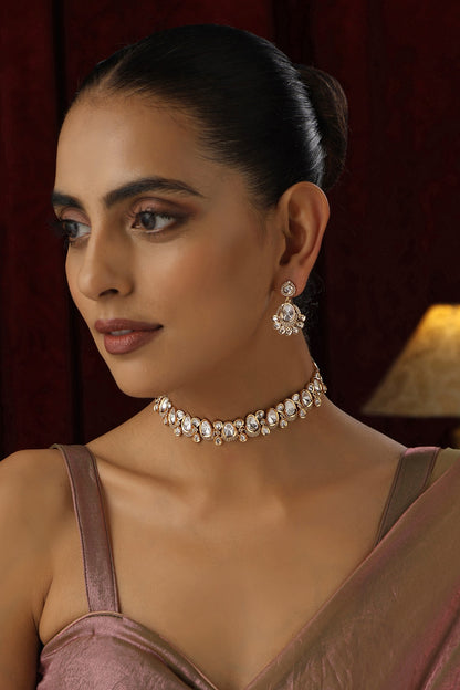 Drop Polki Studded Choker Set 