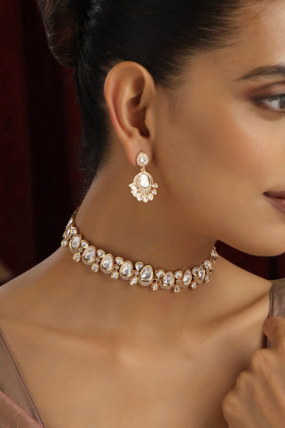 Drop Polki Studded Choker Set 