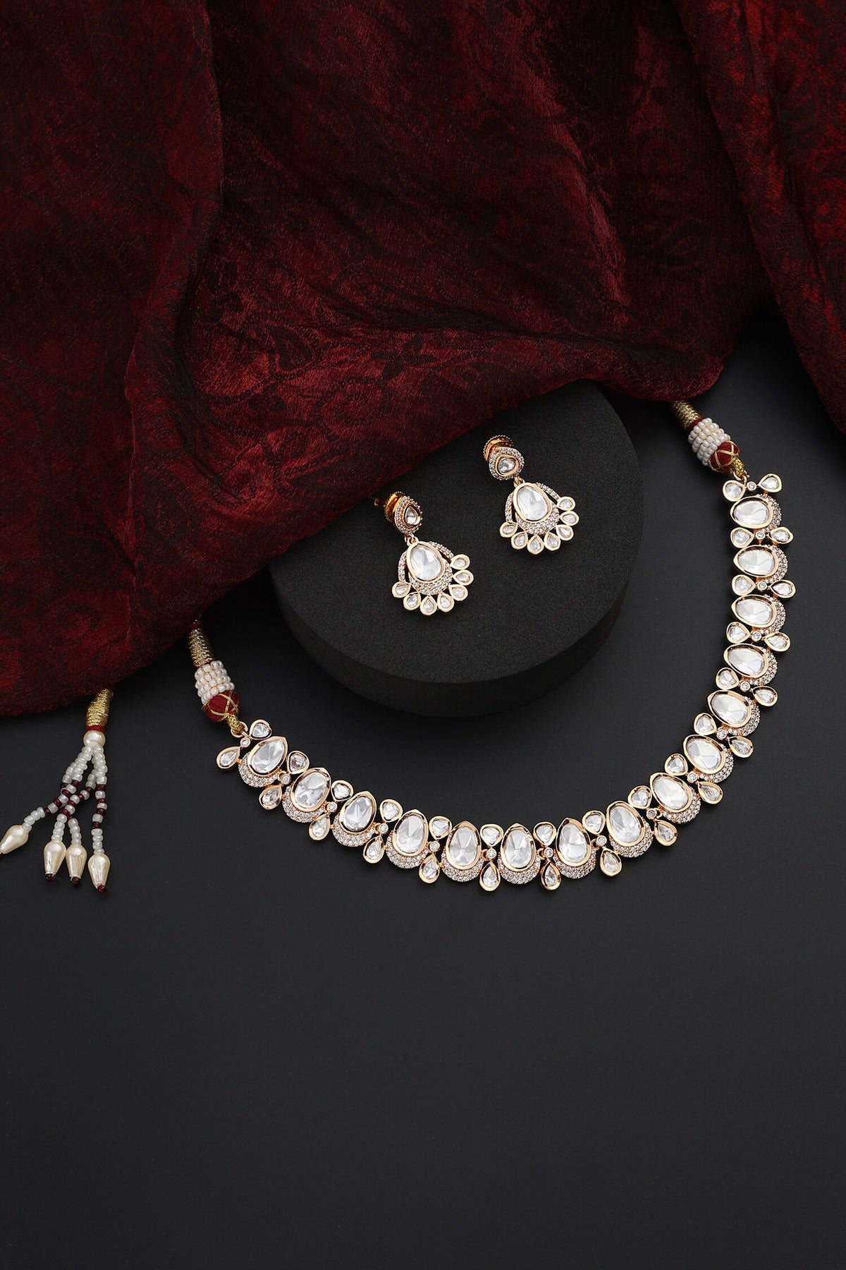 Drop Polki Studded Choker Set 