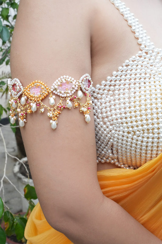Induleka Pearl Embellished Bajuband - Set of 2 