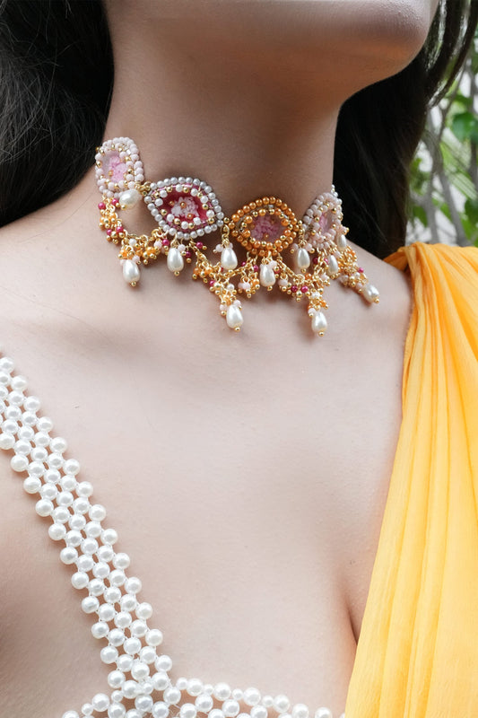 Induleka Pearl Embellished Choker 