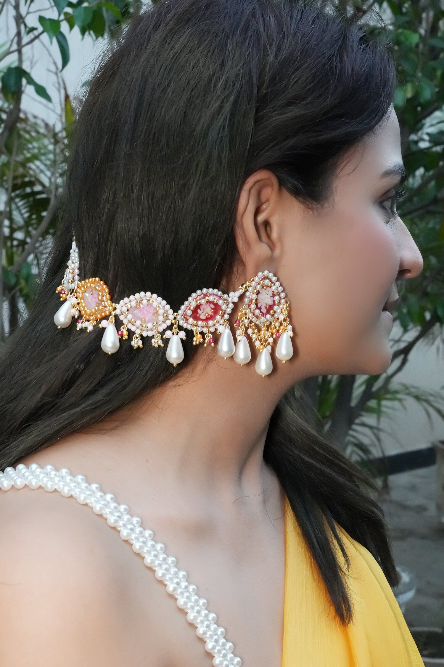 Induleka Pearl Embellished Ear Chain 