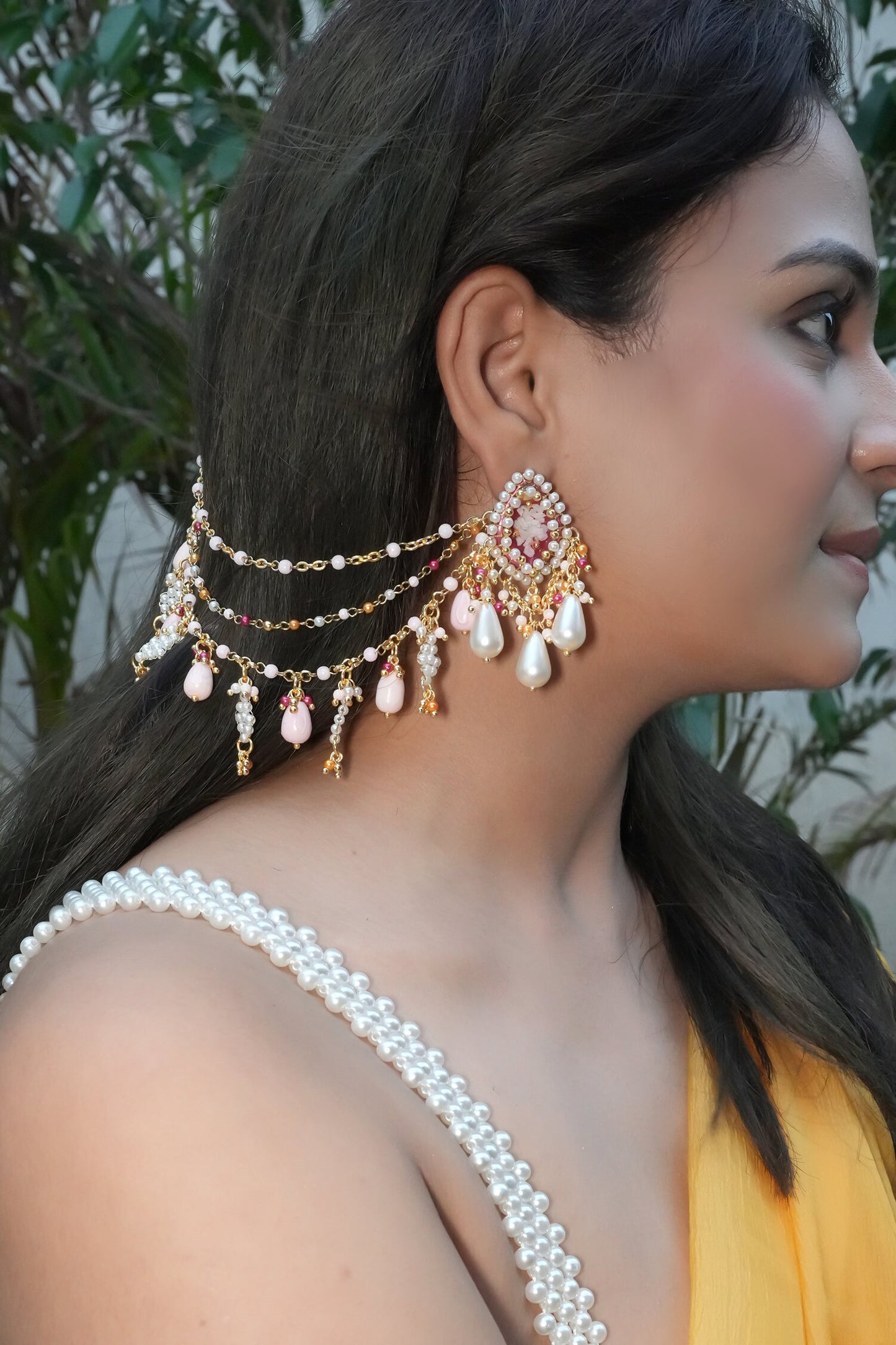 Induleka Pearl Embellished String Ear Chain 