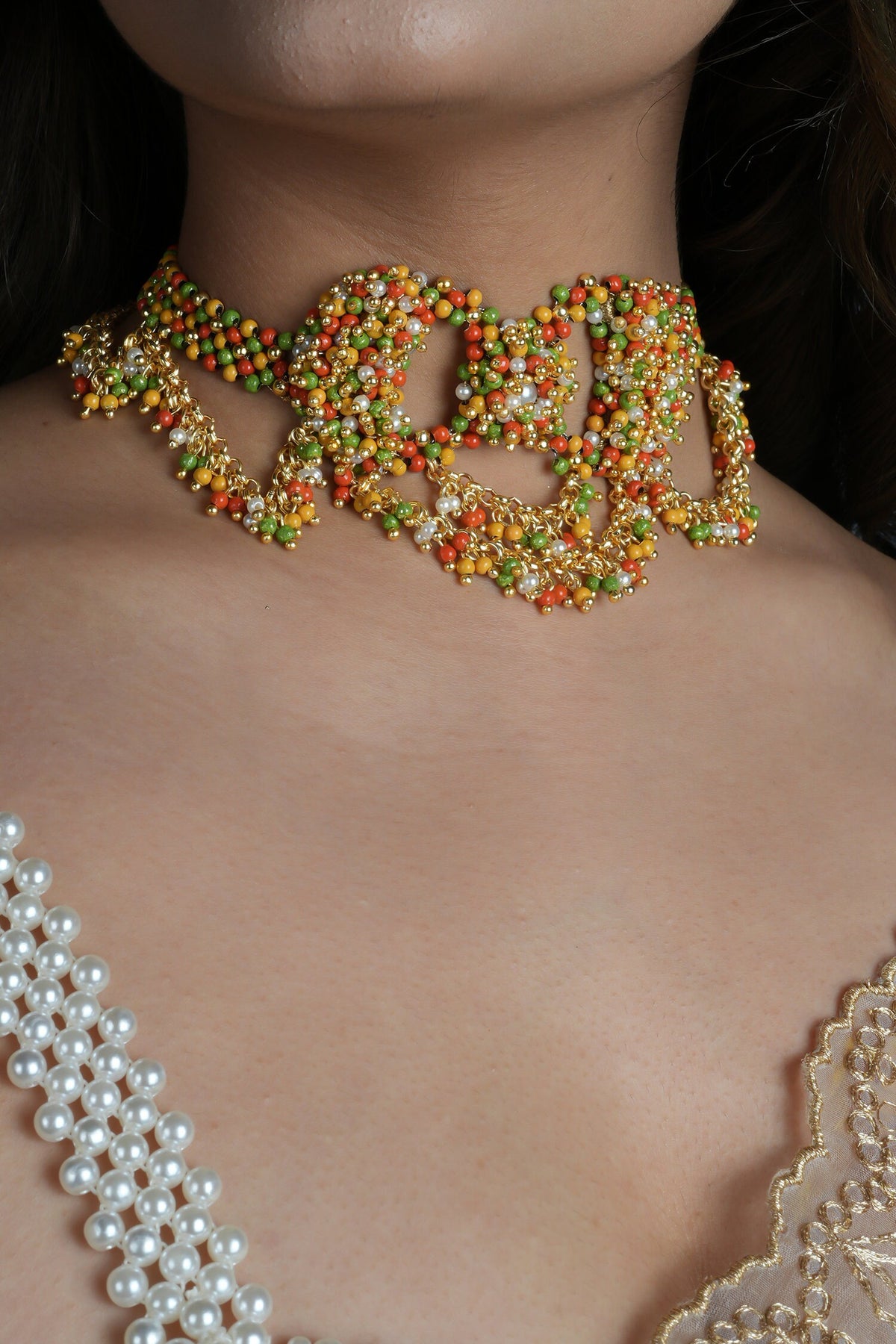 Kamli Pearl Bead Embellished Choker 