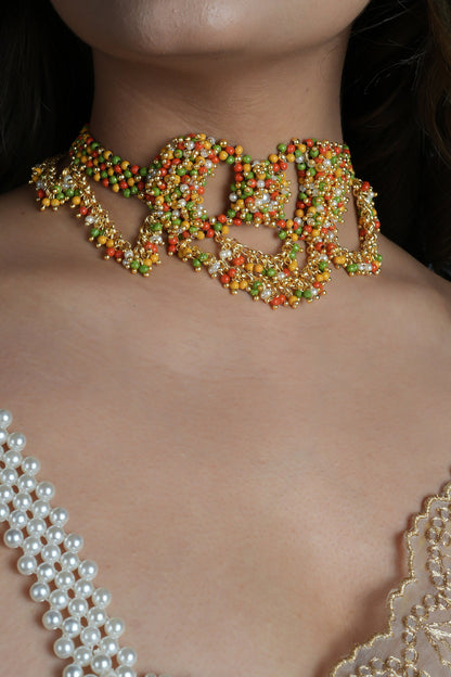 Kamli Pearl Bead Embellished Choker 