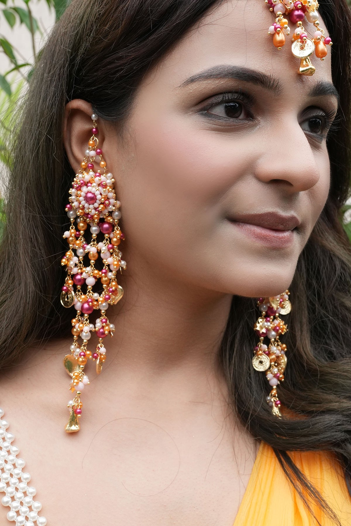 Mohini Pearl Bead Embellished Earrings 