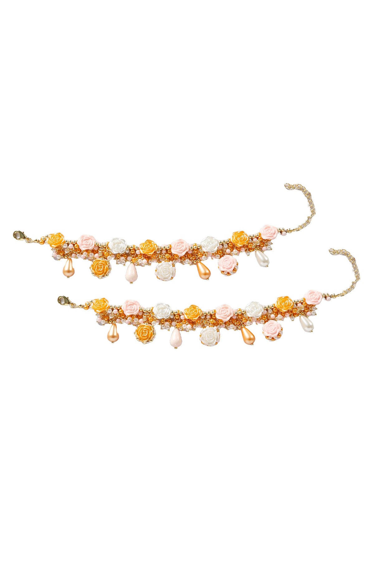Nivasini Pearl Bead Embellished Anklets - Set of 2 