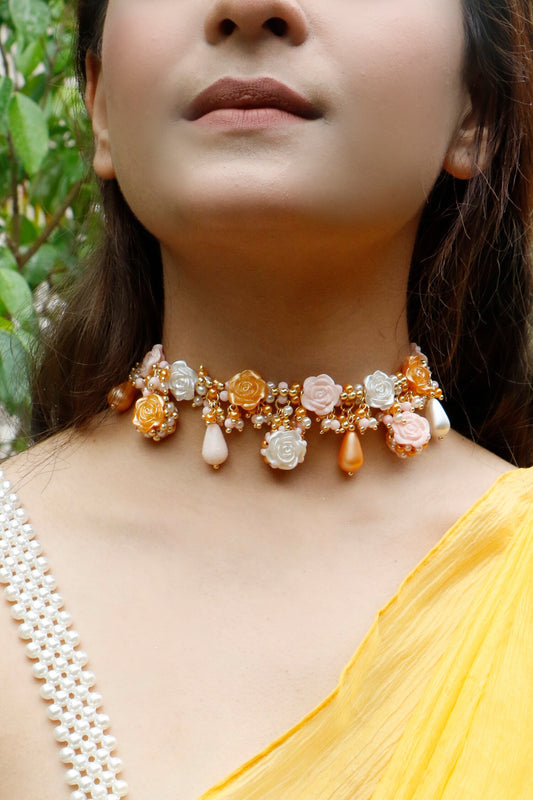 Nivasini Floral Pearl Bead Embellished Choker 