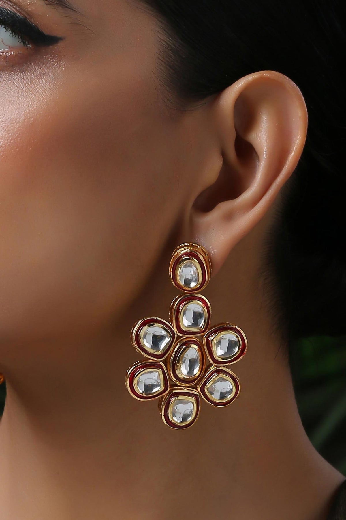 Floral Kundan Embellished Studs 