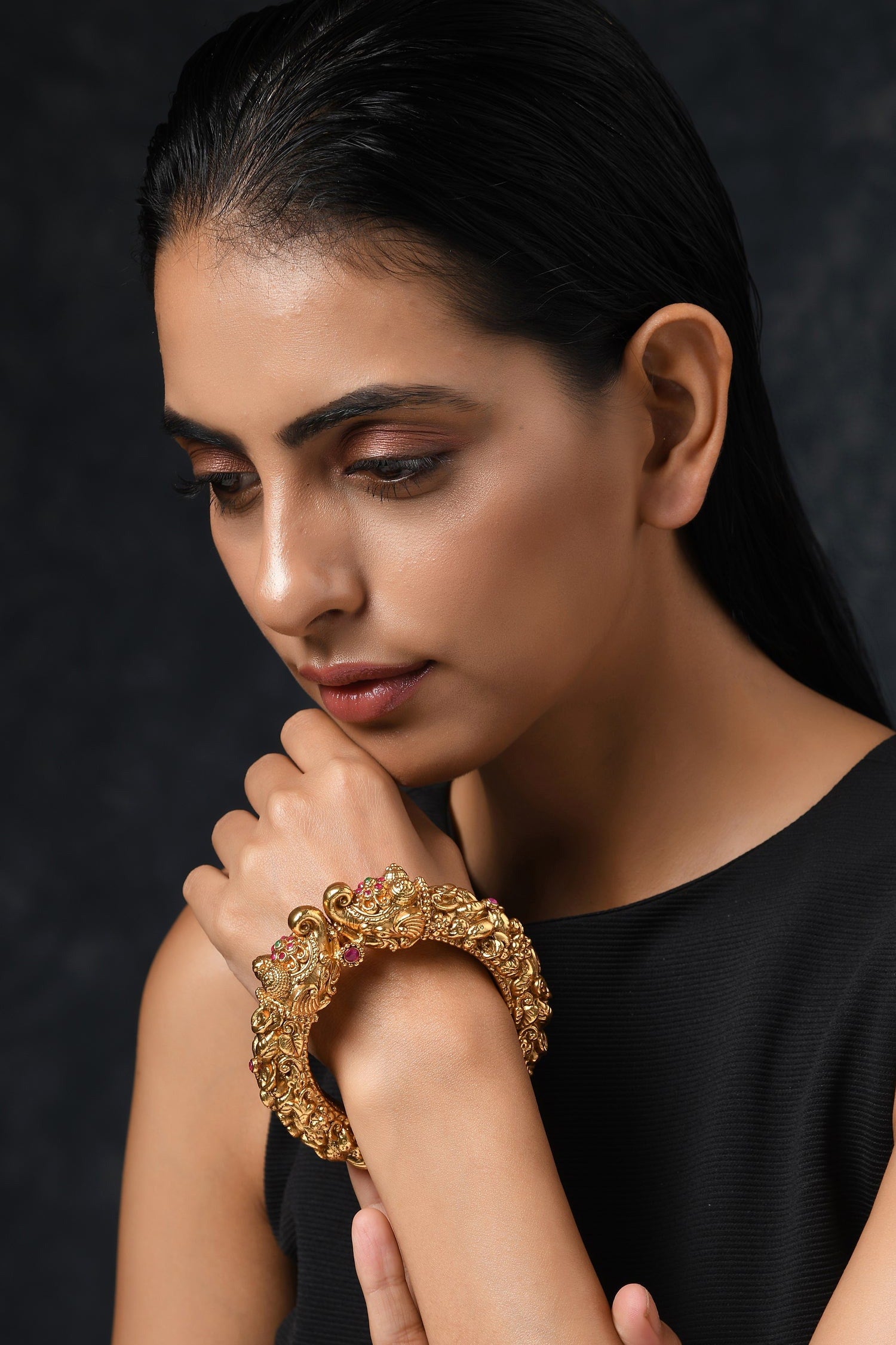 Temple Work Embossed Bangle 