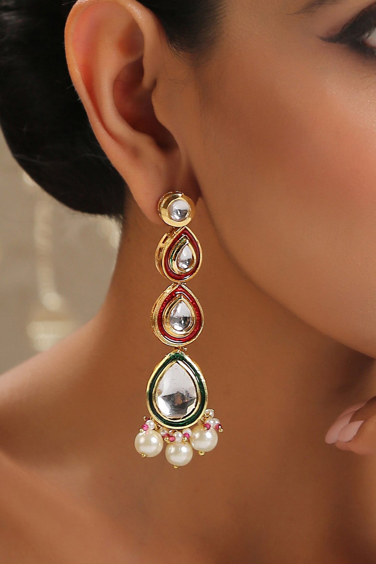Tear Drop Carved Earrings 